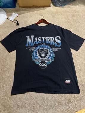 Vintage 90s Nutmeg Masters of Monday Night Football Oakland Raiders ABC Sports T